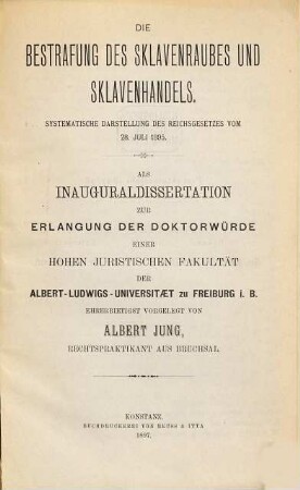 Die Bestrafung des Sklavenraubes und Sklavenhandels : systematische Darstellung des Reichsgesetzes vom 28. Juli 1895