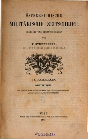 Österreichische militärische Zeitschrift. 1865, 3 = Jg. 6