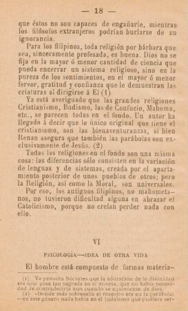 VI. Psicología - idea de otra vida