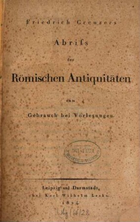 Abriss der Römischen Antiquitäten