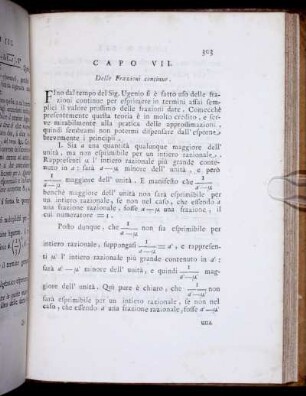 Capo VII. Delle Frazioni continue.