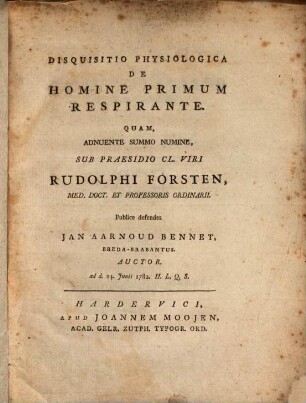Disquisitio physiol. de homine primum respirante