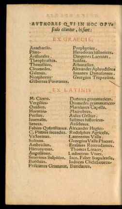 Authores Qui In Hoc Opusculo citantur, hi sunt: