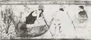 Hermes führt Cahron, schwarzfigurige Malerei, 5. Jh. v. Chr.