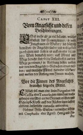 Caput XIII. Vom Angesicht und dessen Beschwerungen.