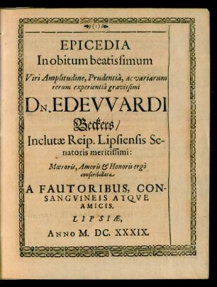 Epicedia In obitum beatissimum...