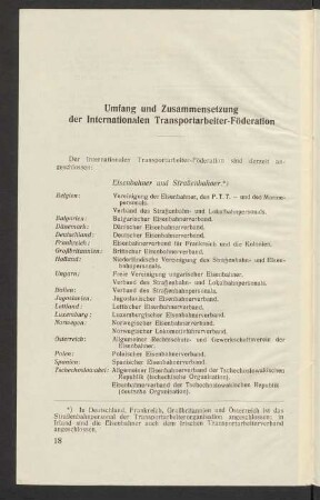 Umfang und Zusammensetzung der Internationalen Transportarbeiter-Föderation