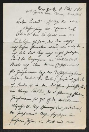 Brief von Max Baginski an Unbekannt