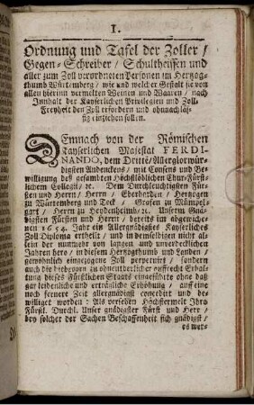 Ordnung und Tafel der Zoller/ Gegen-Schreiber/ Schultheissen und ...