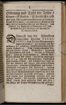 Ordnung und Tafel der Zoller/ Gegen-Schreiber/ Schultheissen und ...