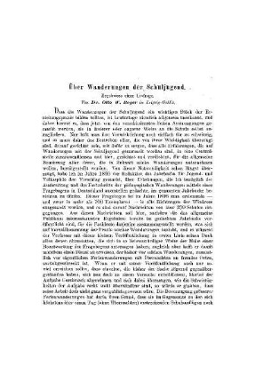 Über Wanderungen der Schuljugend : Ergebnisse einer Umfrage ; (Schluss)