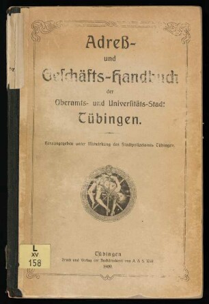 Amtliches Adreßbuch von Stadt und Bezirk Tübingen