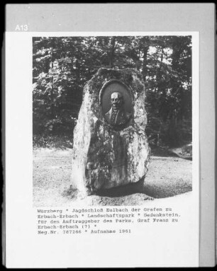 Gedenkstein für den Auftraggeber des Parks, Graf Franz zu Erbach-Erbach (?)