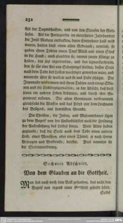 Sechster Abschnitt. Von dem Glauben an die Gottheit