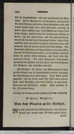Sechster Abschnitt. Von dem Glauben an die Gottheit
