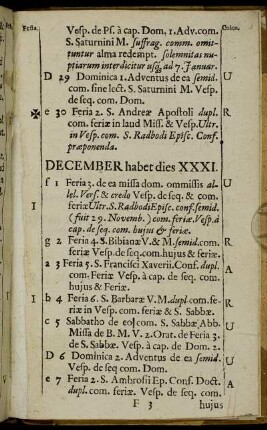 December habet dies XXXI.