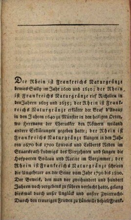 Der Rhein, Teutschlands Strom, aber nicht Teutschlands Gränze