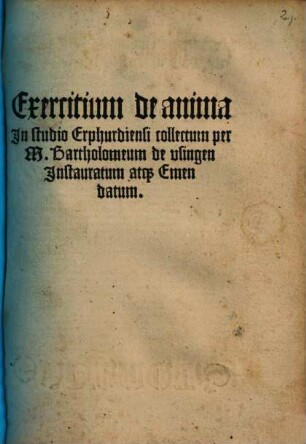 Exercitium de anima In studio Erphurdiensi