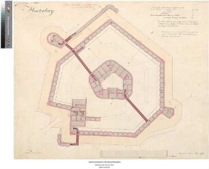 Fort Hartenberg II [der Festung Mainz]: Detailplan der Befestigung des nördlichen Vorsprungs des Hartenbergs mit den angeordneten Veränderungen
