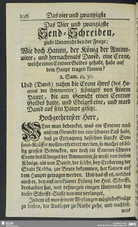 Das Vier und zwantzigste Send-Schreiben