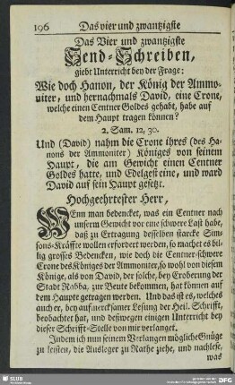 Das Vier und zwantzigste Send-Schreiben