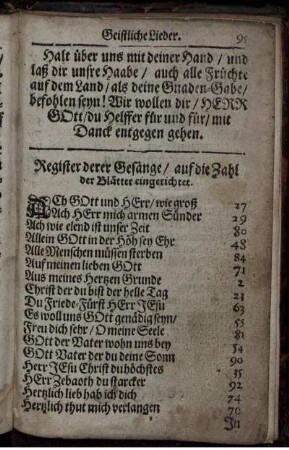 Register derer Gesänge