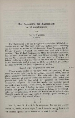 Zur Geschichte der Mathematik im 15. Jahrhundert.
