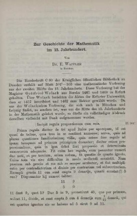 Zur Geschichte der Mathematik im 15. Jahrhundert.