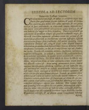 Epistola ad lectorem