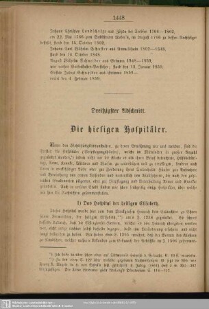 Dreißigster Abschnitt. Die hiesigen Hospitäler