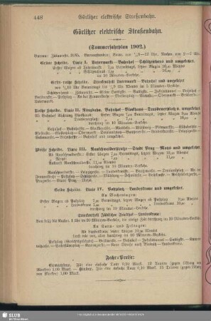 Görlitzer elektrische Straßenbahn. (Sommerfahrplan 1902)