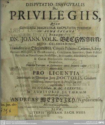Disputatio de privilegiis
