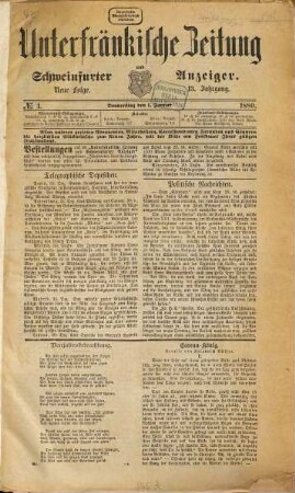Unterfränkische Zeitung und Schweinfurter Anzeiger. 1880 = Jg. 13, 1 - 6