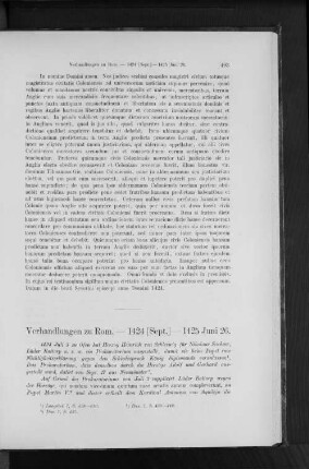 Verhandlungen zu Rom. - 1424 [Sept.] - 1425 Juni 26.