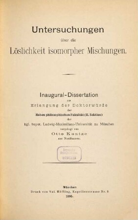 Untersuchungen über die Löslichkeit isomorpher Mischungen ...
