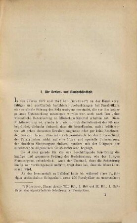 Die cerebralen Sehstörungen der Paralytiker