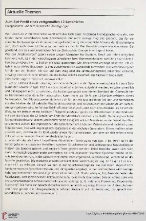 38: Zum Ziel-Profil eines zeitgemäßen L2-Unterrichts : fachpolitische und fachdidaktische Überlegungen