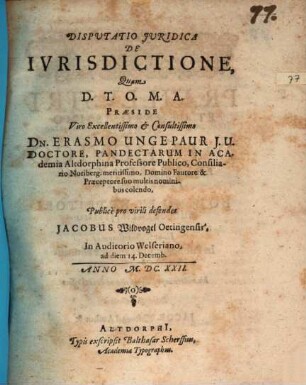 Disp. ... de iurisdictione
