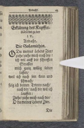 Die vierte Andacht / über das Hohelied Salomonis.