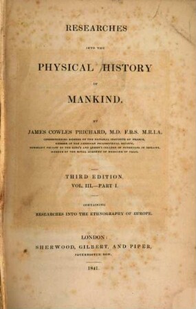 Researches into the physical history of mankind, 3,1. Researches into the ethnography of Europe