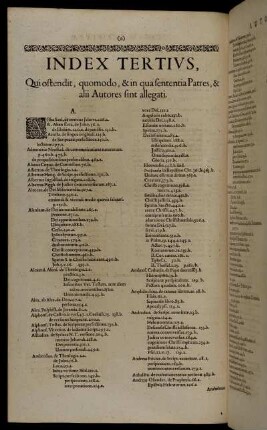 Index Tertius, qui ostendit, quomodo, & in qua sententia Patres, & alii Autores sint allegati.