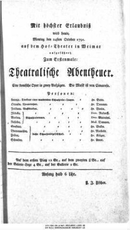 Theatralische Abentheuer