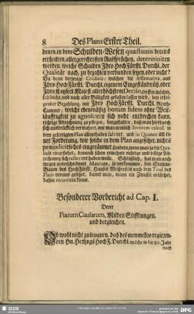 Besonderer Vorbericht ad Cap. I., Derer Piarum Causarum, Milden Stifftungen, und dergleichen