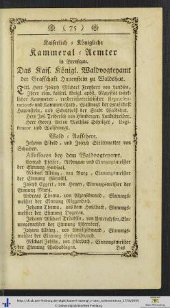 Kaiserlich-Königliche Kammeral-Aemter in Breyßgau.