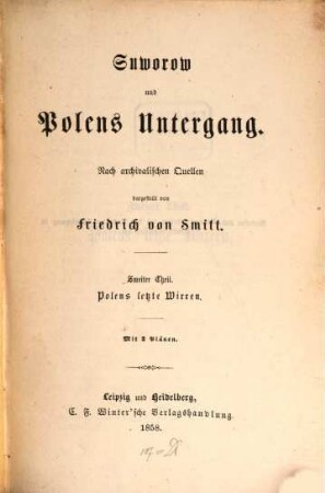 Suworow und Polens Untergang : nach archivalischen Quellen, 2