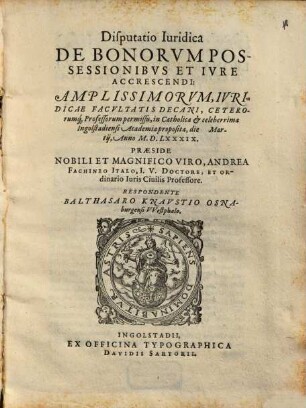 Disputatio iuridica de bonorum possessionibus et iure accrescendi