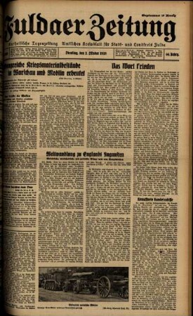 Ausgabe vom Dienstag, den 03. Oktober 1939.