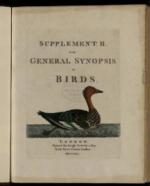 Suppl. 2: A general synopsis of birds. Suppl. 2