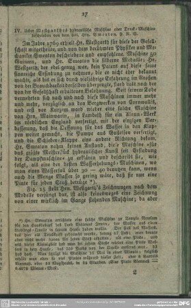 IV. Ueber Westgarthes hydraulische Maschine oder Druck-Maschine beschrieben von dem seel. Hrn. Smeaton, F. R. S.