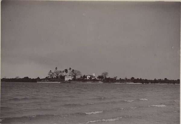 View of the coast with two buildings